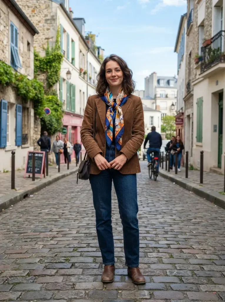 14 Fall Outfits Aesthetic Ideas That Capture the Cozy Beauty of Autumn Style 10 Corduroy Blazer with a Silk Scarf