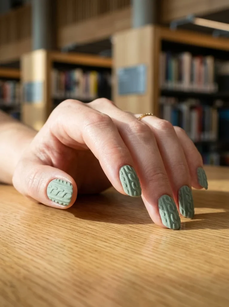 16 Cute Fall Nails That Will Make Your Autumn Manicure Look Cozy and Trendy 4 Cozy Cable Knit Nail Art