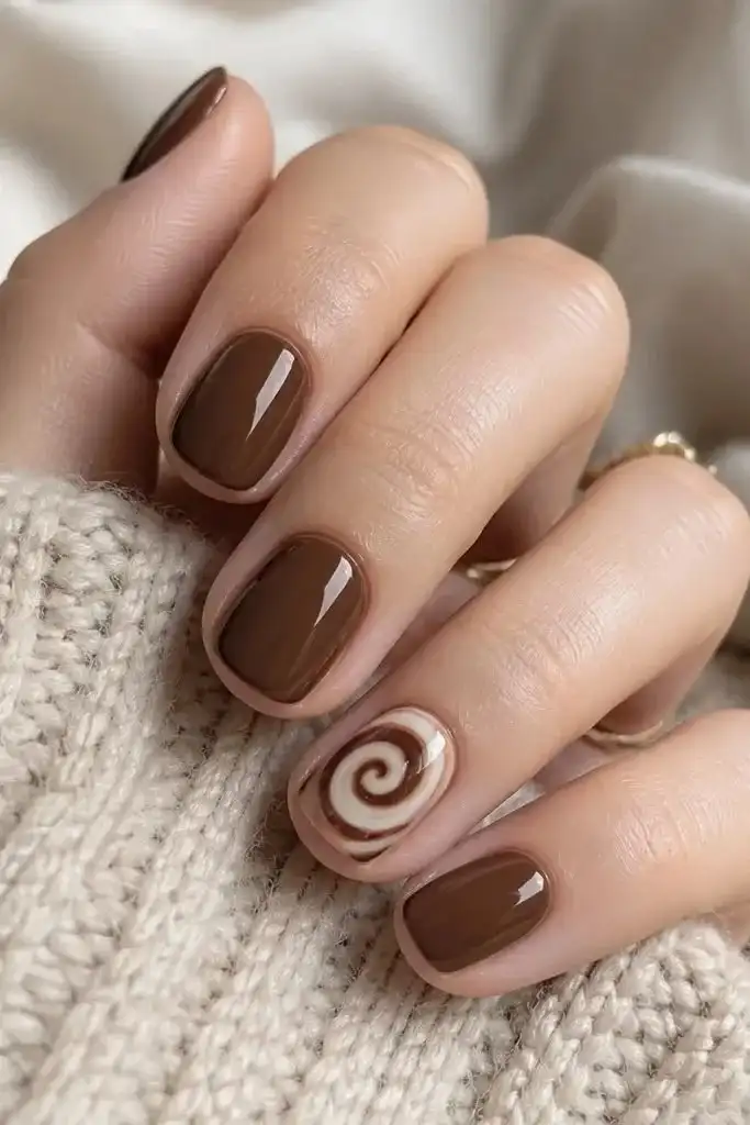 17 Short Fall Nails That Prove Small Nails Can Look Expensive 2 Cozy Chocolate Brown Short Nails