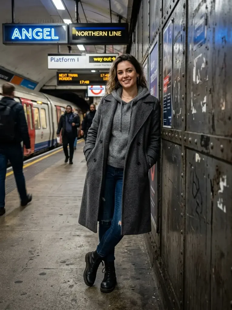 Cozy Hoodie Styled With a Long Coat
