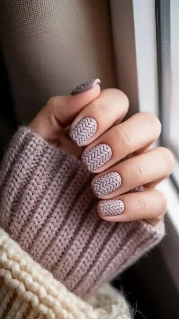 16 Cute Fall Nails That Make Your Cozy Season Look 10x Better 6 Cozy Sweater Texture Nail
