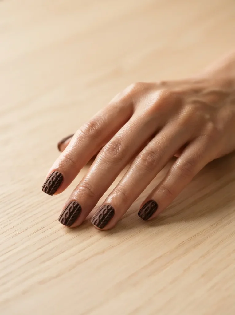 15 Fall Square Nails That Will Make Your Autumn Manicure Look Trendy and Elegant 15 Cozy Sweater Texture Square Nails