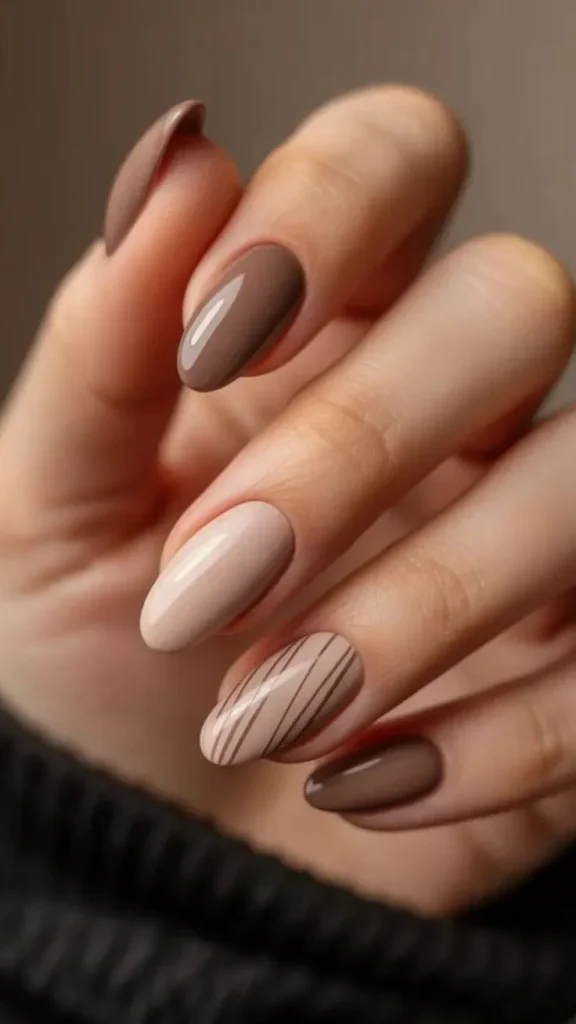 16 Fall Coffin Nails That Make Autumn Manicures Feel Extra Stylish 13 Cream and Cocoa Nails