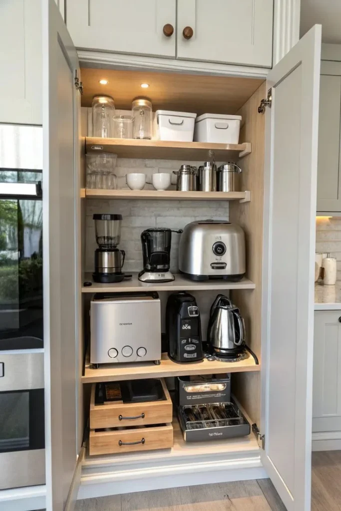 19 Kitchen Corner Ideas That Instantly Make Your Space Look Expensive (Without a Full Remodel) 19 Create a Hidden Appliance Garage