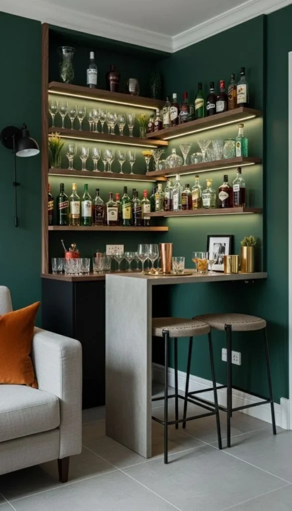 19 Kitchen Corner Ideas That Instantly Make Your Space Look Expensive (Without a Full Remodel) 10 Create a Mini Bar Corner