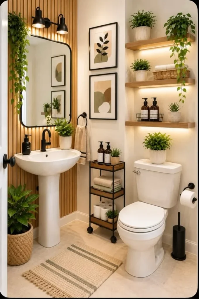 18 Guest Bathroom Ideas So Good Your Visitors Might “Accidentally” Stay Longer 9 Create a Mini Spa Vibe