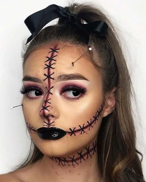 16 Halloween Makeup Looks That Turn a Simple Outfit Into a Whole Costume 15 Creepy Stitched Smile