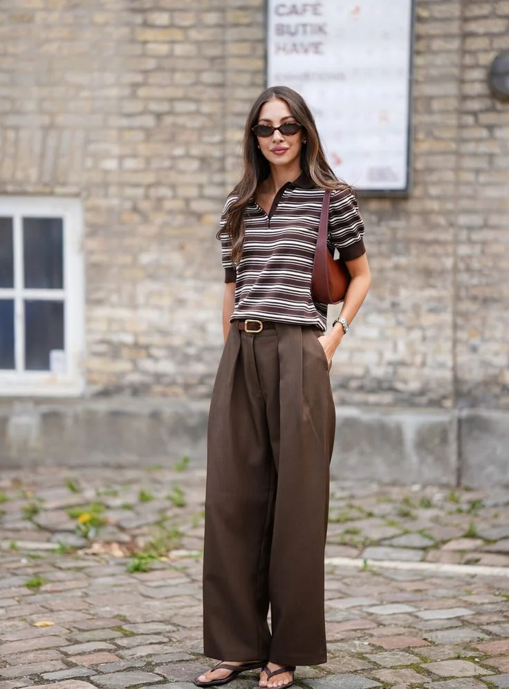 Your Cozy Season Style Guide: 16 Plus Size Outfits for Fall 7 Cropped Rugby Shirt With Pleated Pants