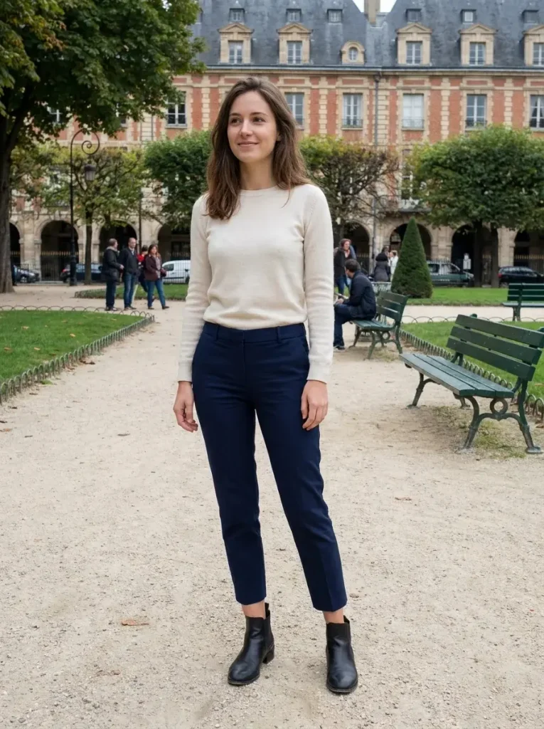 16 Fall Work Outfits, Built Around the One Piece You Decide On First 12 Cropped ankle length trousers a fine knit tucked in ankle boots