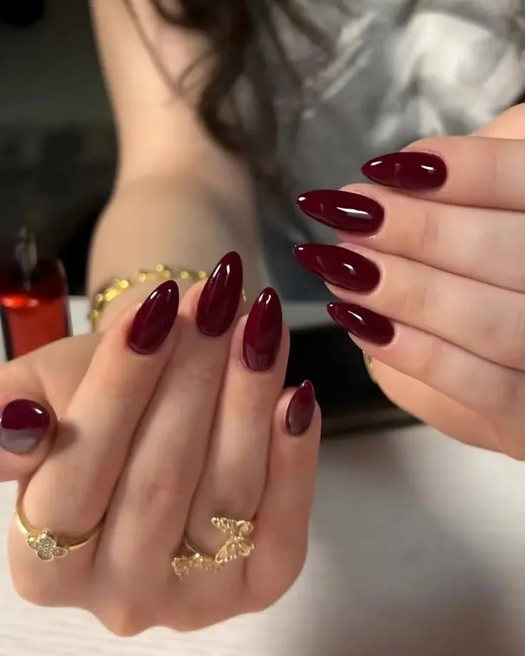 15 Fall Nail Ideas That Feel Cozy, Chic, and Perfect for Autumn Days 12 Dark Red Fall Nails