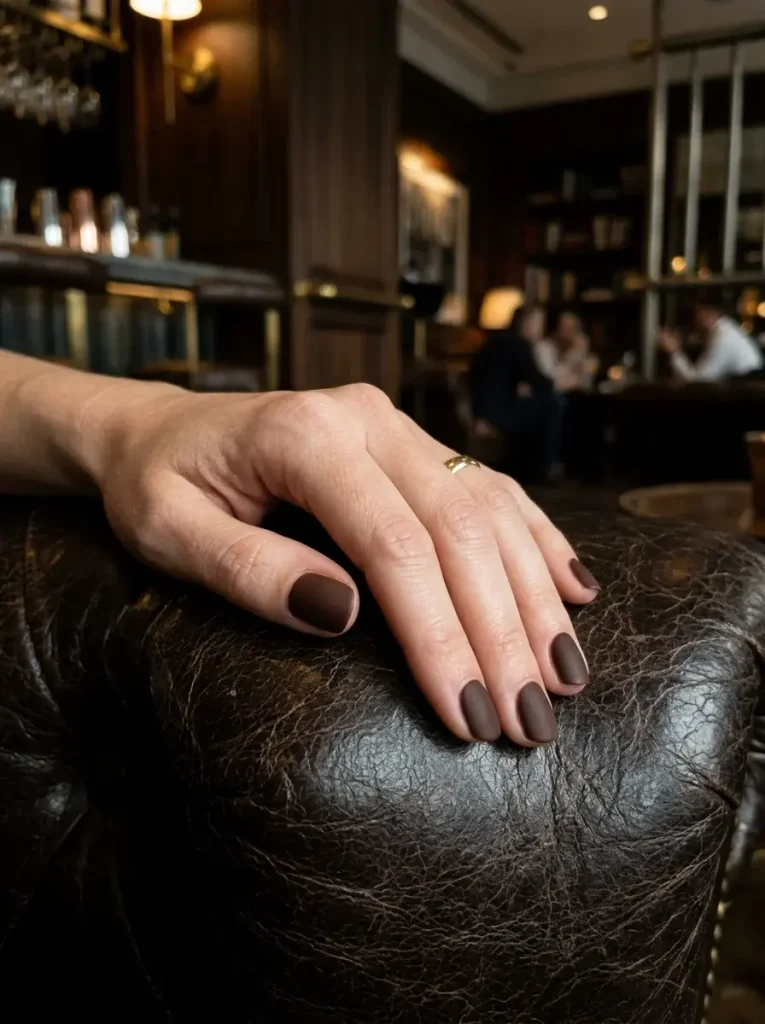 17 Short Fall Nails That Prove Less Length Means More Style This Season 7 Deep Chocolate Matte short fall nails