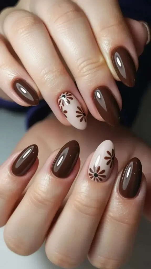 17 Brown Fall Nails That'll Make You Ditch Your Basic Nude Polish Forever 4 Deep Espresso Almond Nails
