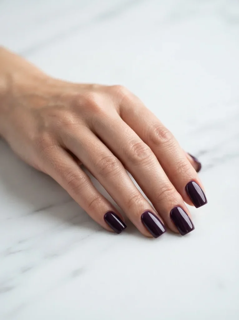 15 Fall Square Nails That Will Make Your Autumn Manicure Look Trendy and Elegant 13 Deep Plum Square Nails