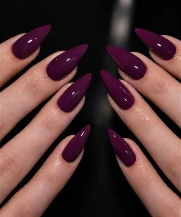 18 Fall Almond Nails That Will Make You Ditch Your Basic Manicure Forever 8 Deep Plum Velvet Matte