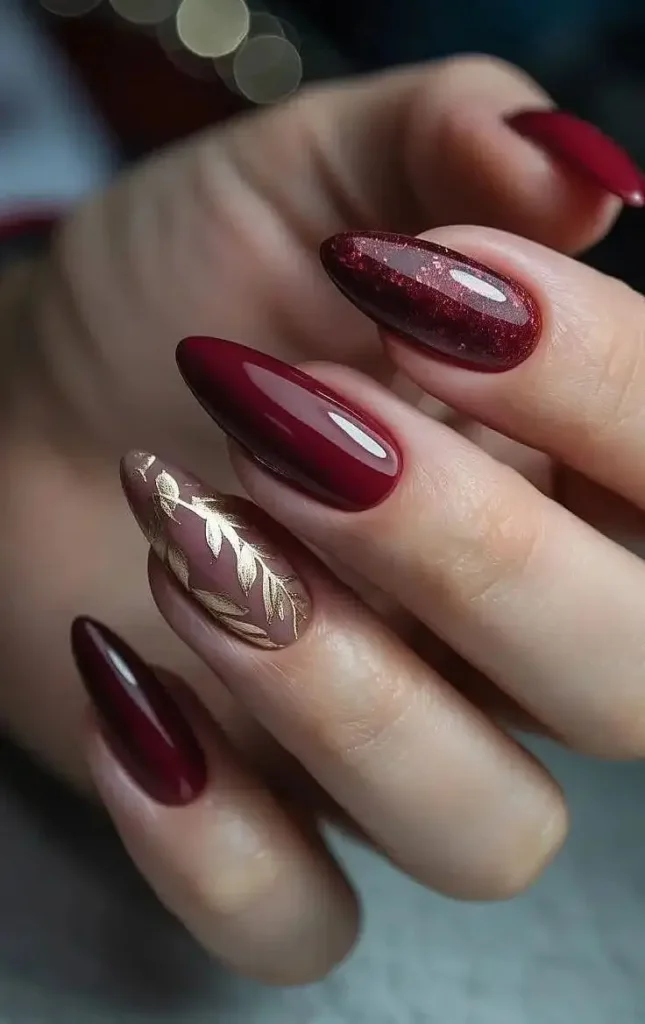 18 Fall Almond Nails That Will Make You Ditch Your Basic Manicure Forever 16 Deep Wine with Negative Space