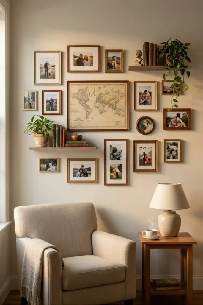 Your Bedroom Deserves This Glow-Up: 19 Cozy Bedroom Ideas That Make Every Night Feel Like a Luxury Staycation 12 Display a Gallery Wall of Personal Prints