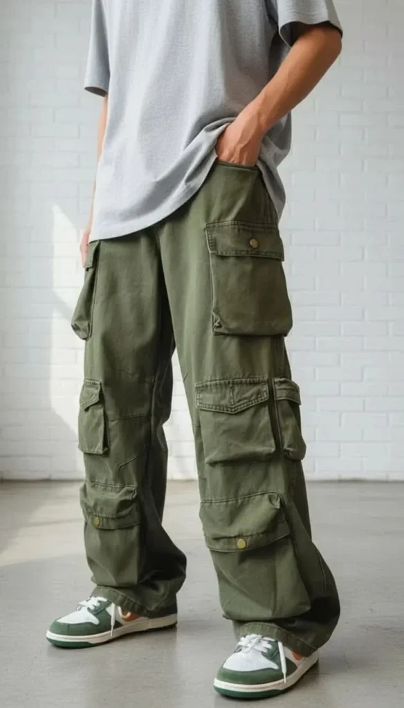 Cooler Weather, Sharper Fits: 13 Men Streetwear Fall Outfits 8 Distressed Knit With Pleated Cargo Pants
