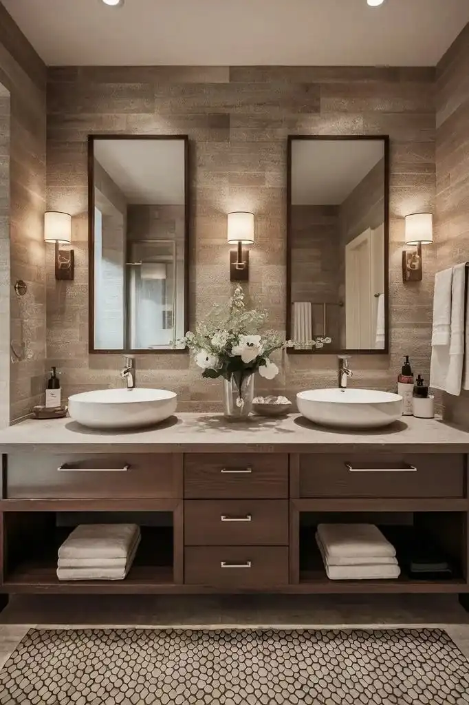 17 Bathroom Mirror Ideas That Instantly Make Your Space Look Expensive 4 Double Mirrors Over a Dual Vanity