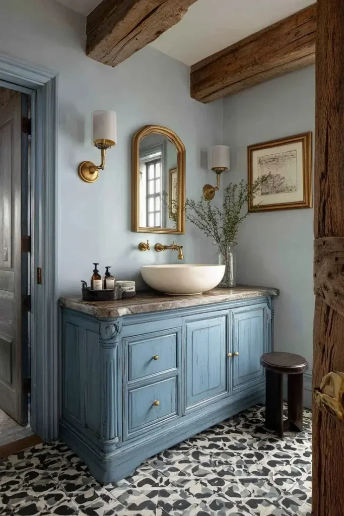 19 Blue Bathroom Ideas That Look Straight Out of a Pinterest Dream Board 12 Dusty Blue Farmhouse Bathroom