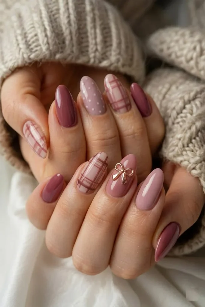 13 Fall Aesthetic Nails That Make Every Autumn Outfit Feel More Put Together 12 Dusty Rose Fall Nails