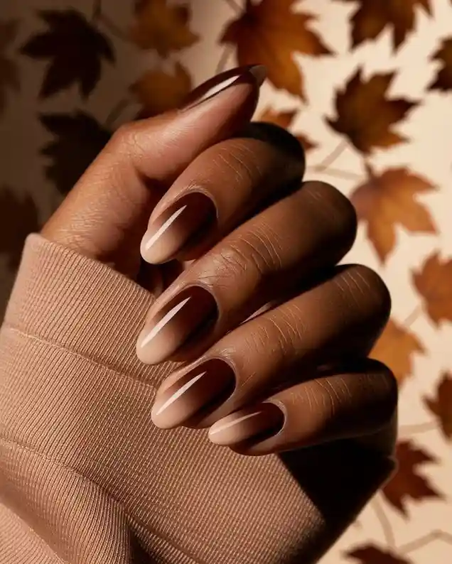18 Fall Almond Nails That Will Make You Ditch Your Basic Manicure Forever 4 Espresso Brown Ombre