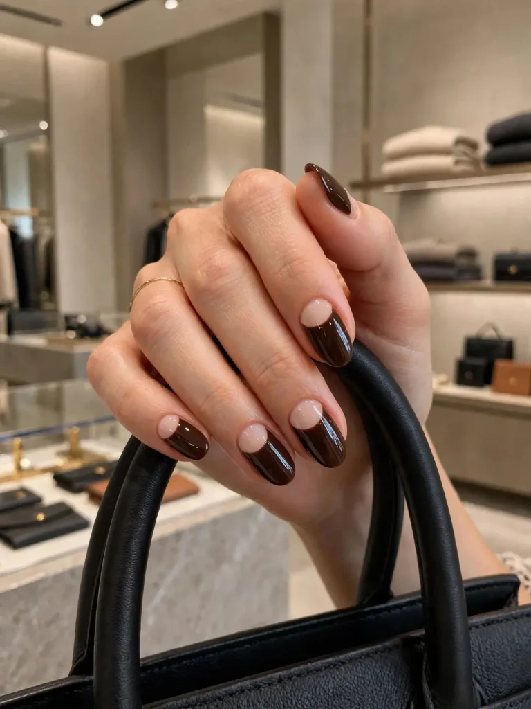 16 Simple Fall Nails That Look Expensive But Are So Easy to Recreate 17 Espresso Half Moon Manicure 768x1024 1