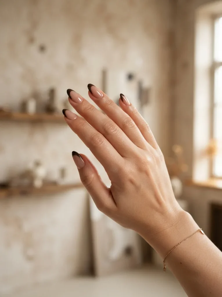 17 Brown Fall Nails That Look Expensive, Cozy, and Perfect for Autumn 4 Espresso Tips on a Nude Base Brown Fall Nails