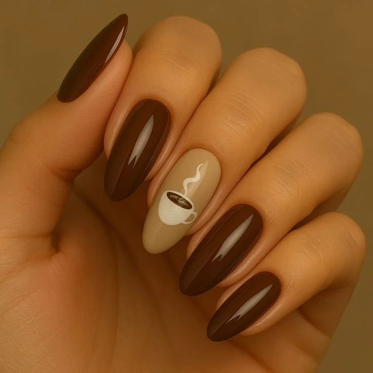 18 Fall Almond Nails That Will Make You Ditch Your Basic Manicure Forever 19 Espresso and Cream Two Tone