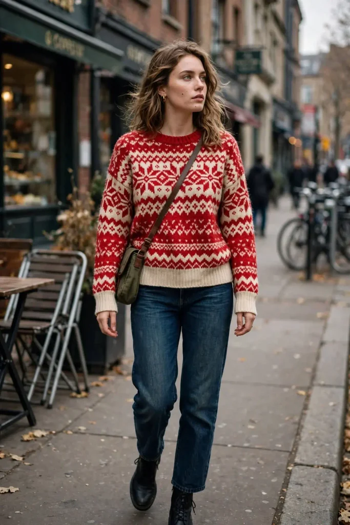 14 Fall Sweater Outfits, Sorted by the Sweater You Already Own 9 Fair Isle Sweater with Denim and Boots