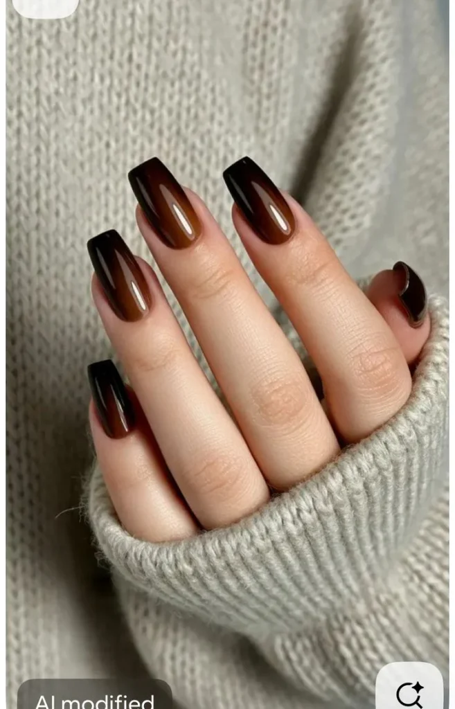 16 Fall Coffin Nails That Make Autumn Manicures Feel Extra Stylish 12 Fall Brown Ombre Coffins