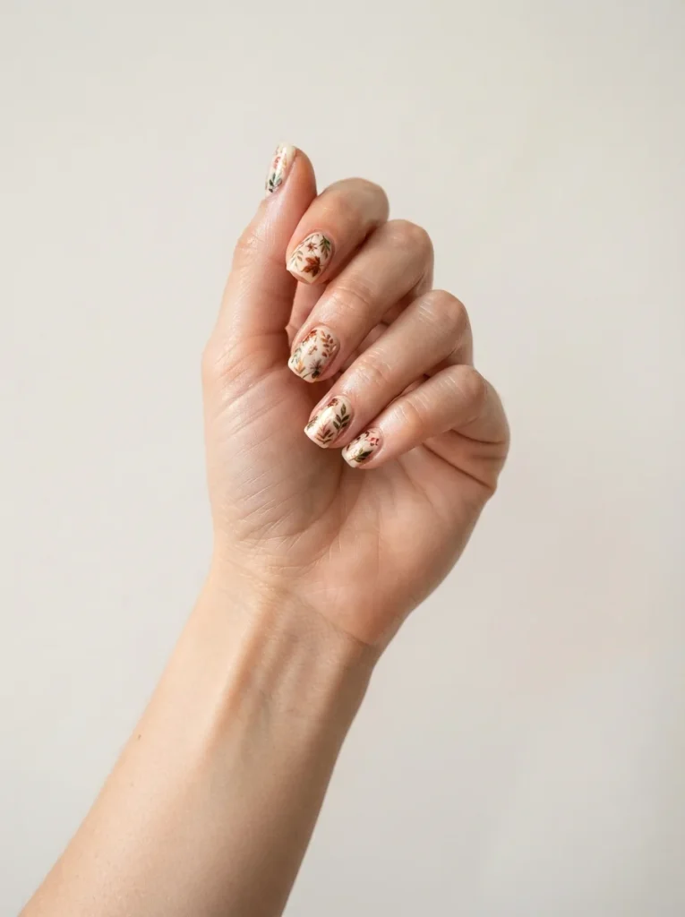 15 Fall Square Nails That Will Make Your Autumn Manicure Look Trendy and Elegant 14 Fall Floral Square Nail Art