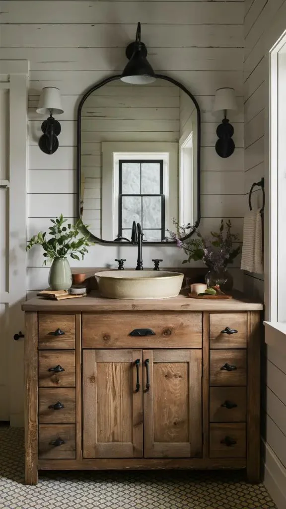 18 Bathroom Vanity Ideas That Are Giving “Pinterest Dream Home” Energy in 2026 8 Farmhouse Bathroom Vanity