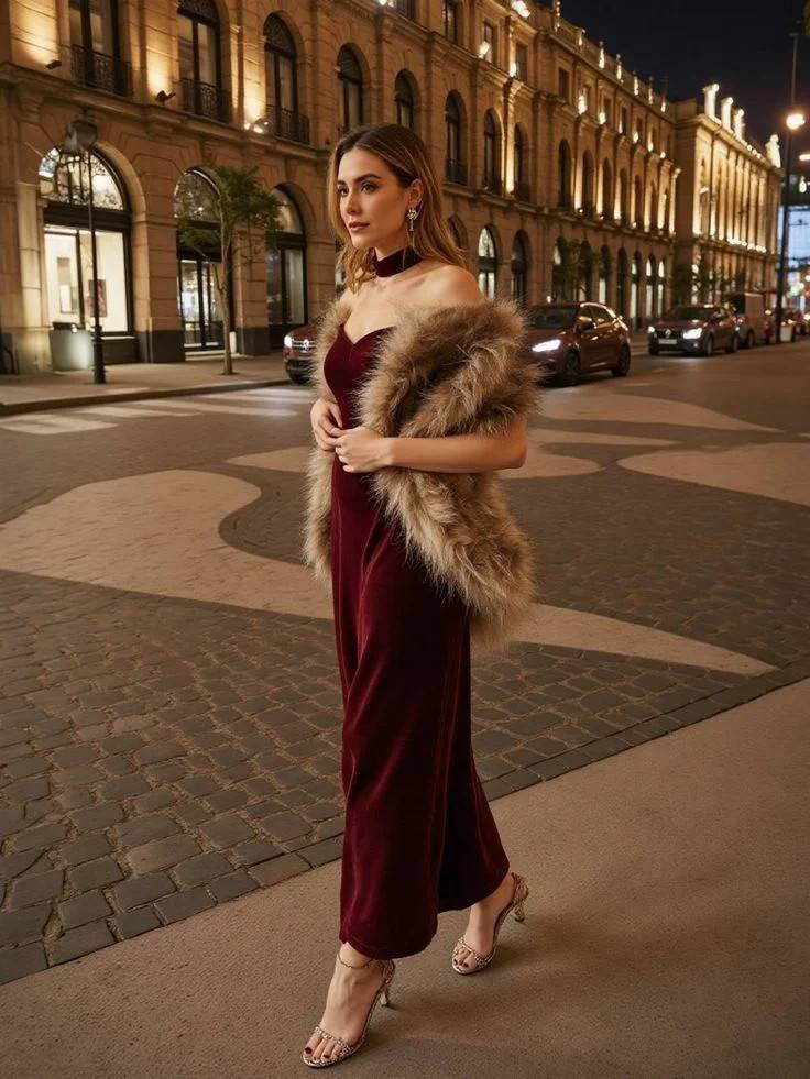 Cold Weather, Main Character Energy: 13 Baddie Fall Outfits 2 Faux Fur Shrug With a Ruched Jumpsuit