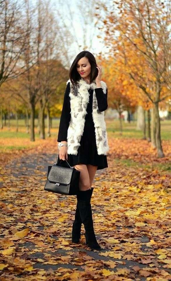The Cozy-Girl Guide to 17 Boho Fall Outfits That Feel Effortlessly Stylish 17 Faux Fur Vest With a Flowy Dress