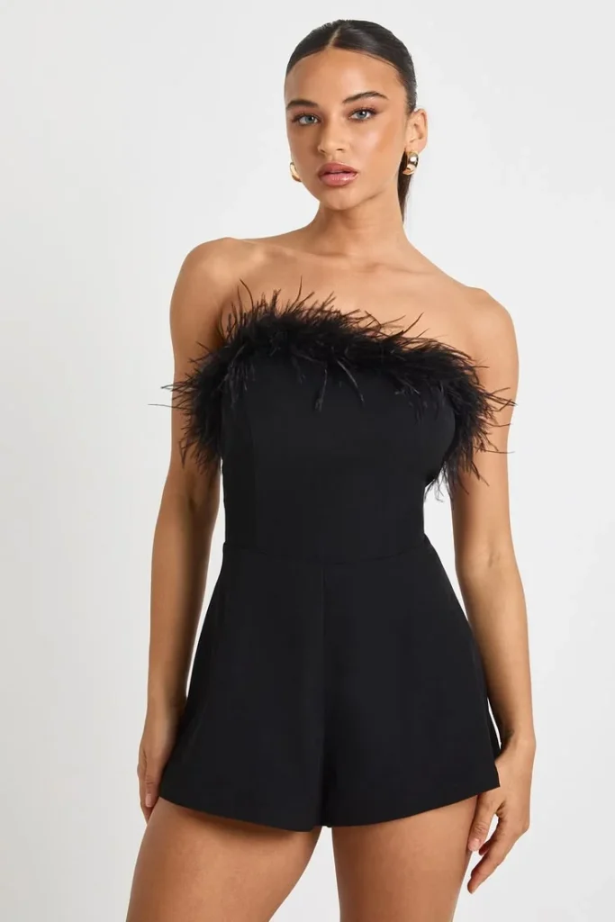 Plans Tonight? These 14 Going Out Fall Outfits Have You Covered 4 Feather Trim Camisole With Tailored Shorts