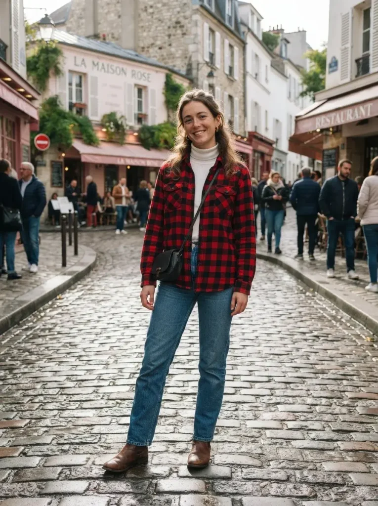 14 Fall Outfits Aesthetic Ideas That Capture the Cozy Beauty of Autumn Style 4 Flannel Shirt Layered Over a Ribbed Base