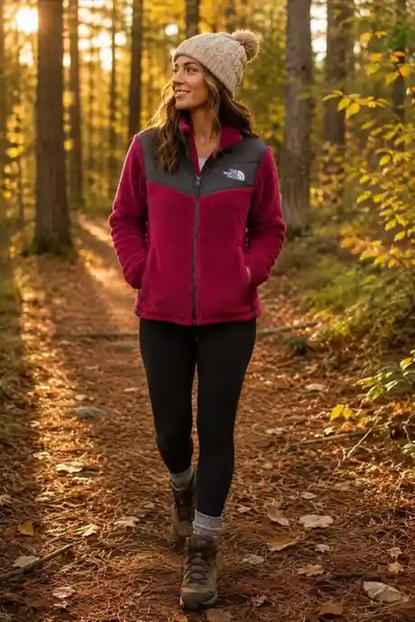 Leggings, But Make It Fall: 14 Fall Outfits Leggings Lovers Will Live In 12 Fleece Jacket and Hiking Sneakers