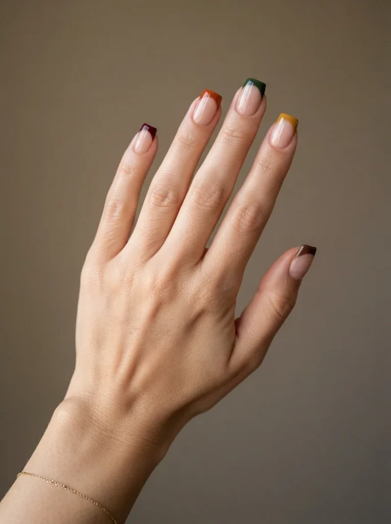 15 Fall Square Nails That Will Make Your Autumn Manicure Look Trendy and Elegant 7 French Square Nails With Fall Colors Fall Square Nails