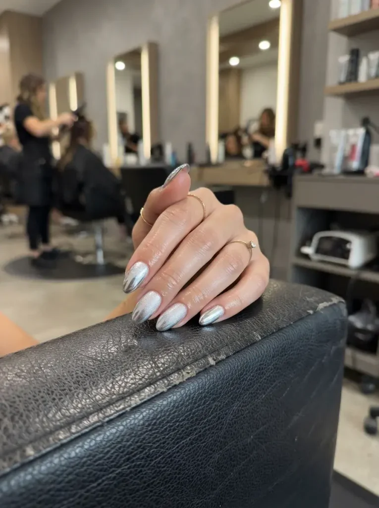 15 Fall Chrome Nails, Cast Like Metal From a Small Home Foundry 13 Frosted Silver Tips