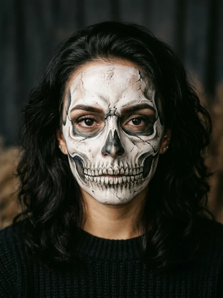 16 Halloween Makeup Looks, Sorted by How Much Time You Actually Have 15 Full Face Skull