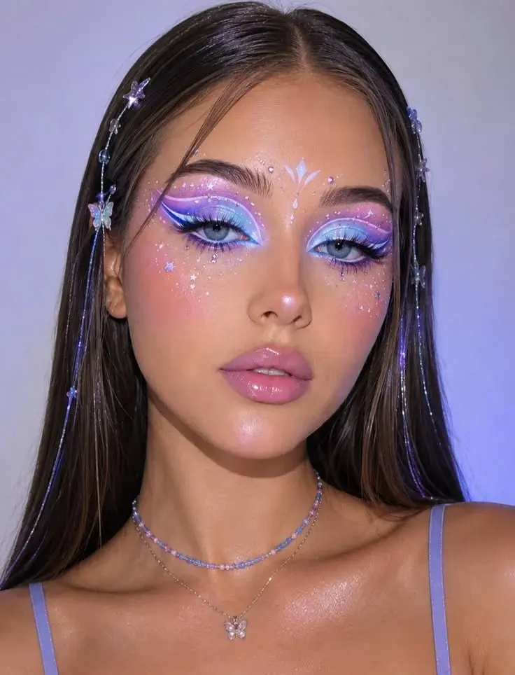 16 Halloween Makeup Looks That Turn a Simple Outfit Into a Whole Costume 10 Galaxy Face Makeup