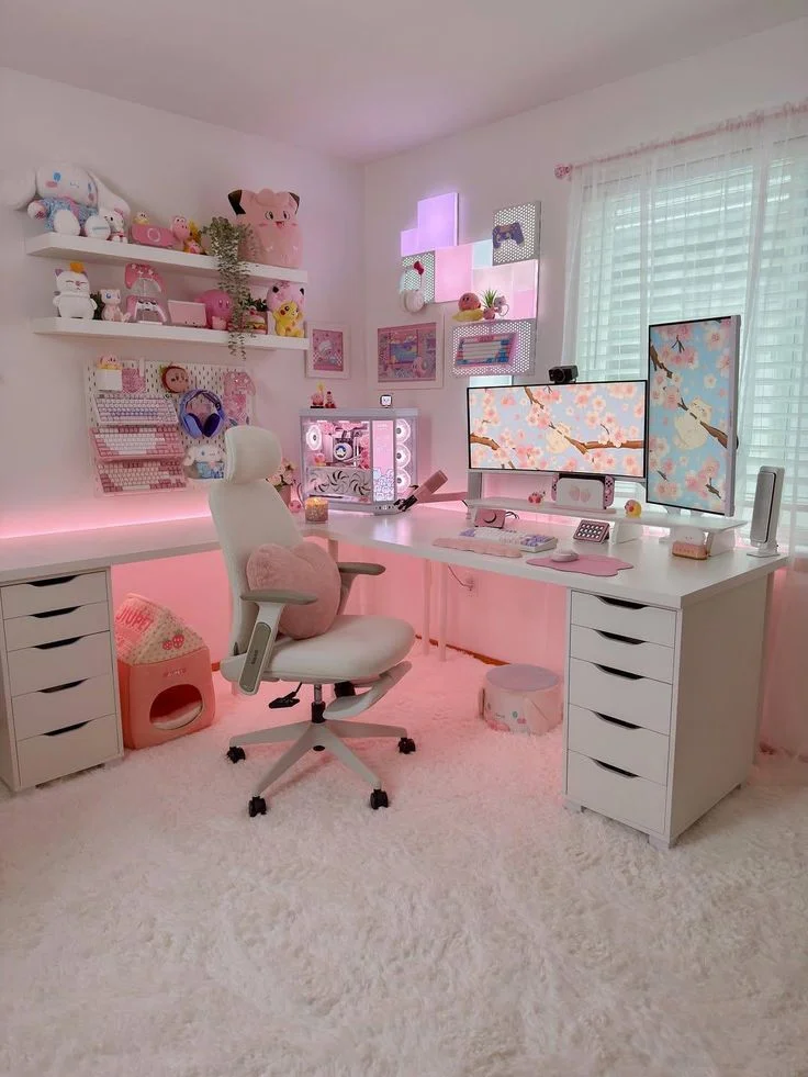 20 Teen Girl Bedroom Ideas So Cute You’ll Want to Redecorate This Weekend 11 Gamer Girl Setup