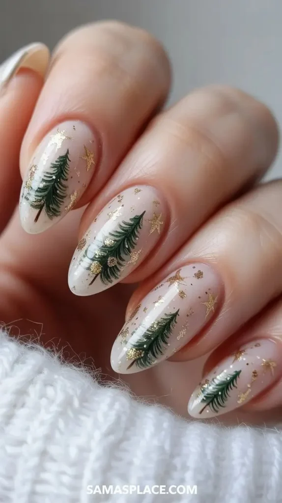 Festive Details That Make These 17 Christmas Tree Nails So Charming 4 Glitter Christmas Tree Accent Nails
