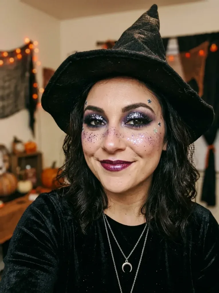16 Halloween Makeup Looks, Sorted by How Much Time You Actually Have 6 Glitter Witch