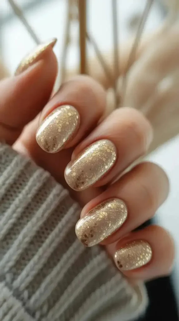 17 Short Fall Nails That Prove Small Nails Can Look Expensive 11 Gold Glitter Accent Nails