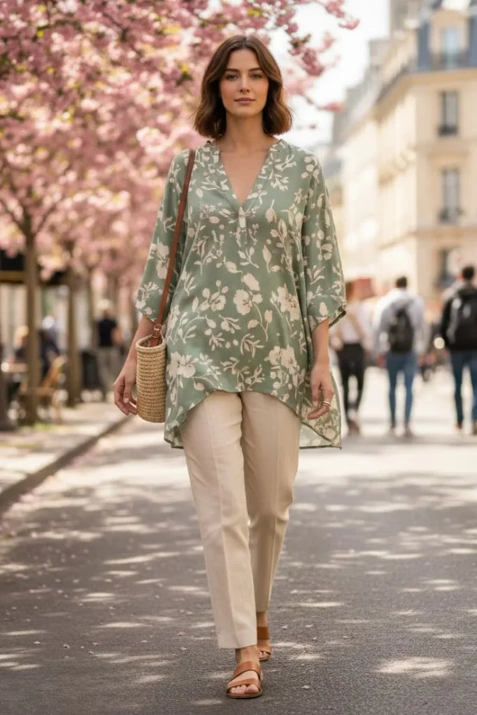 Your Cozy Season Style Guide: 16 Plus Size Outfits for Fall 10 Graphic Tunic With Cropped Flare Pants 1