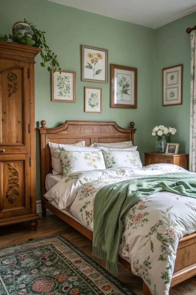 19 Green Bedroom Ideas That Are So Cozy & Chic You’ll Want to Redecorate This Weekend 18 Green Cottagecore Bedroom