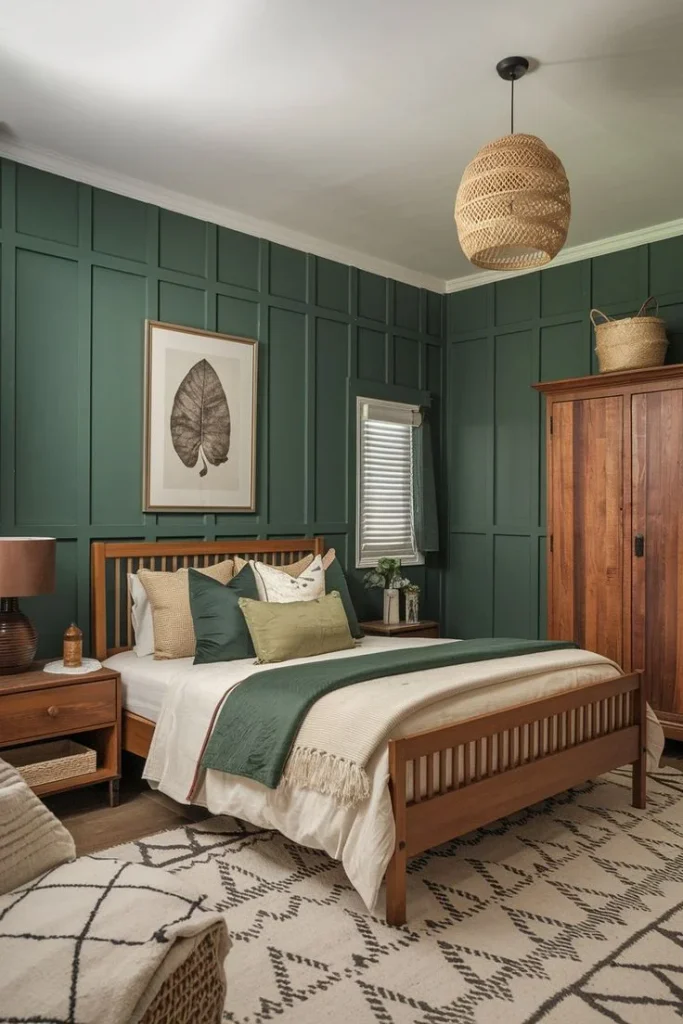 19 Green Bedroom Ideas That Are So Cozy & Chic You’ll Want to Redecorate This Weekend 12 Green Paneled Walls