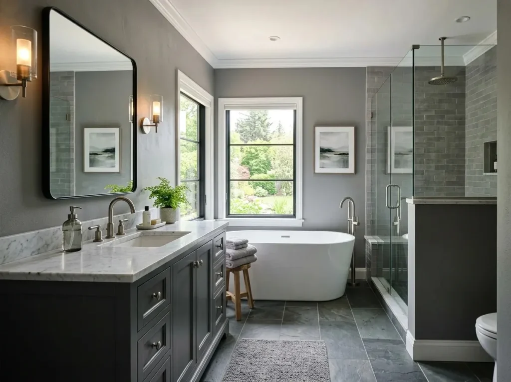 18 Grey Bathroom Ideas That Look Straight Out of a Luxury Spa (Without the Luxury Price Tag) 16 Grey Bathroom Ideas