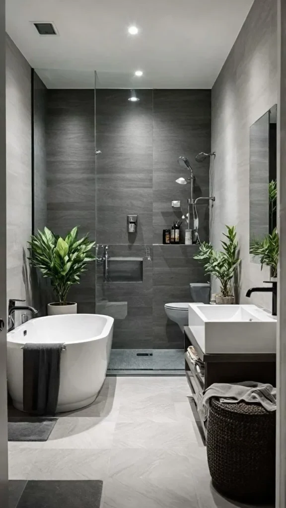 18 Grey Bathroom Ideas That Look Straight Out of a Luxury Spa (Without the Luxury Price Tag) 19 Grey Bathroom With Freestanding Tub